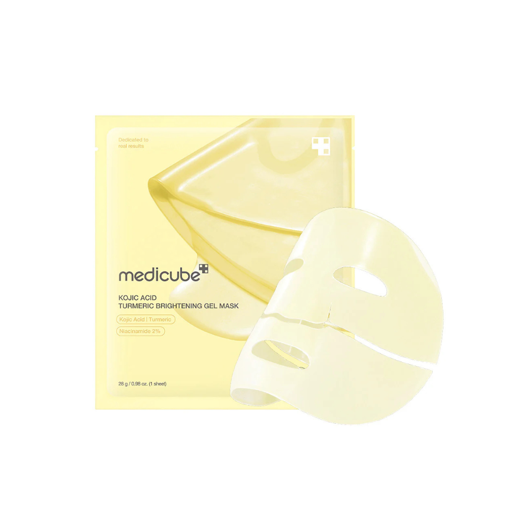Maschera in gel illuminante Medicube con acido cogico e curcuma 28 g x 4 pezzi
